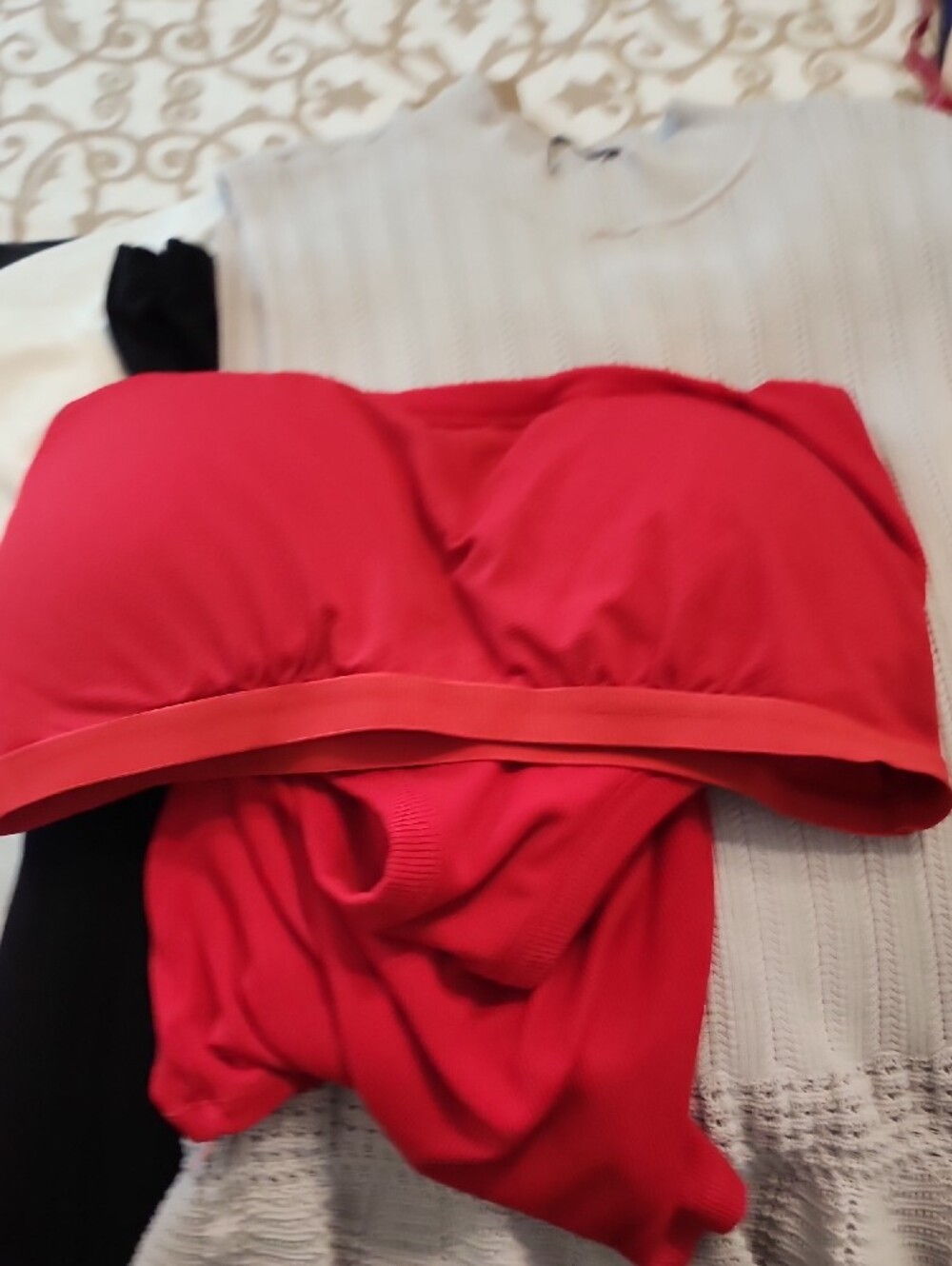 ReoRia Red Racerback Built In Bra Tank - Womens Ribbed Active Top Large - Picture 6 of 10
